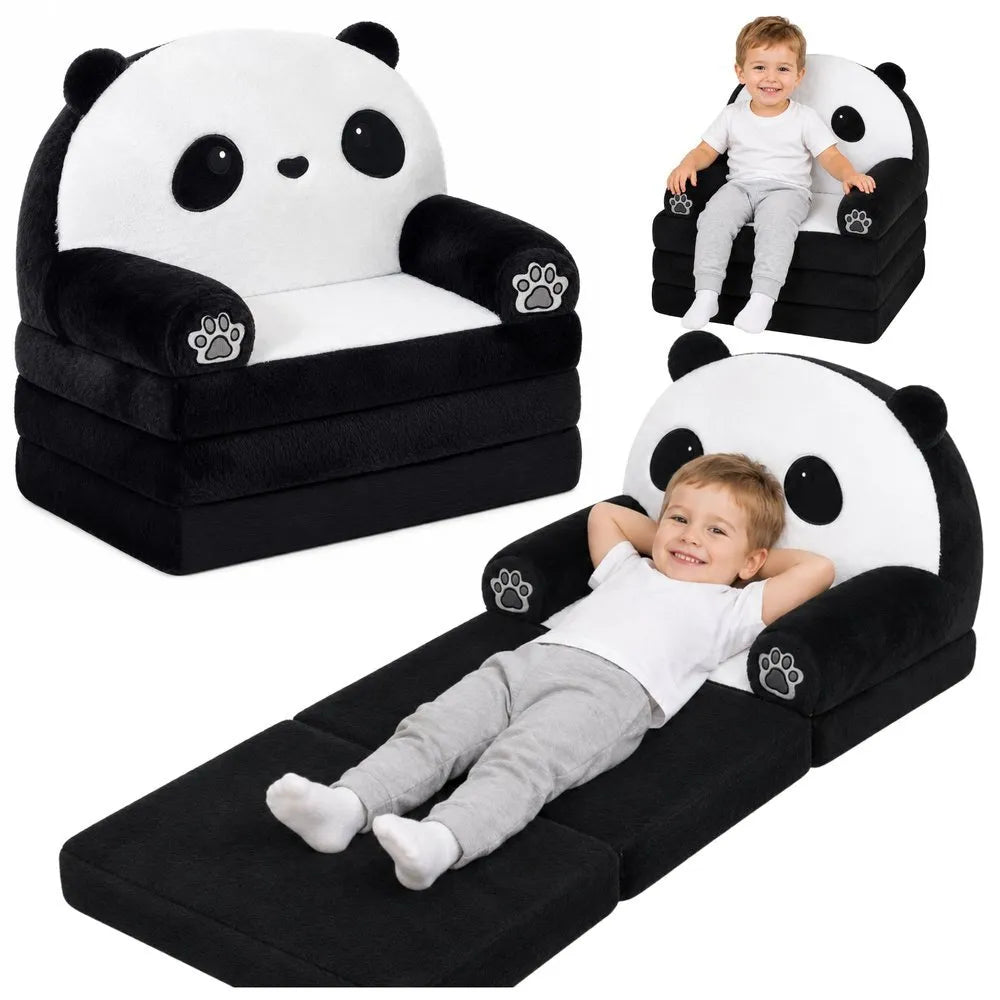 Vaikiškas 2‑in‑1 atsilenkiantis krėslas–gultas „Panda“